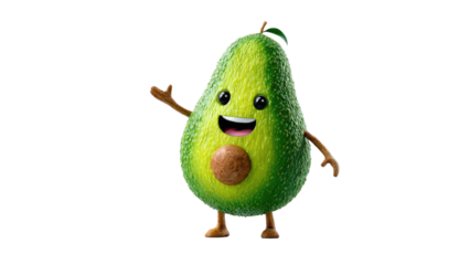 Cartoon Avocado Character Isolated