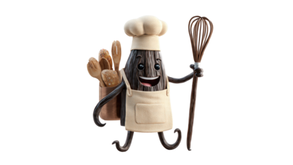 Cartoon Baker with Whisk and Bread