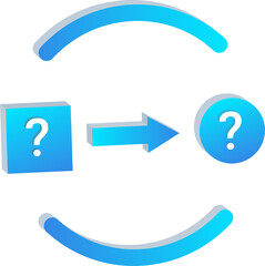 3D Unsolved Problem Icon with Question Marks Isolated on Transparent Background