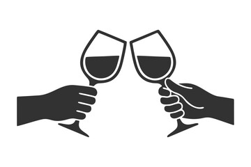 ワイングラスの乾杯シルエットアイコン