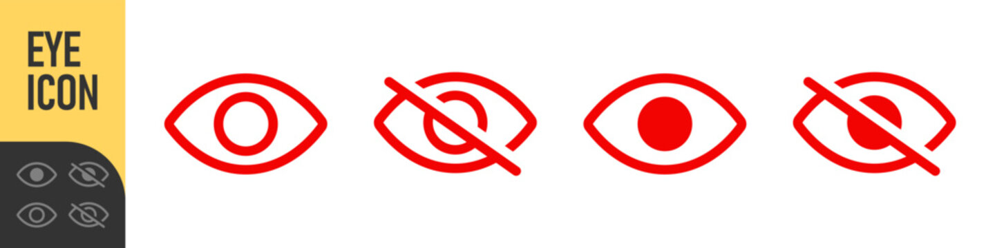 eye icon set. vision icon, see view icons - eyesight symbol - invisible eye hide icon, incognito icon no eye view hidden icon set. vision icon, unsee icons, color icon set