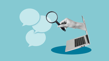 Feedback Analysis and filtering messages - Online Search and Digital Communication concept. Internet research and data collection