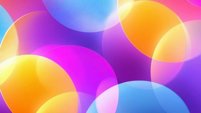 Colorful geometric pattern featuring glowing transparent circles blending seamlessly in a dynamic, energetic composition. Ideal for backgrounds, presentations, and contemporary digital artwork