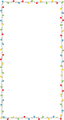 Rectangle frame border with festive string of colorful Christmas lights for social story, greeting card, web, presentation, banner, ads, vector isolated on white background for 16:9project.