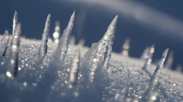 Capturing the delicate icy spikes and frozen elegance of winter's natural artistry