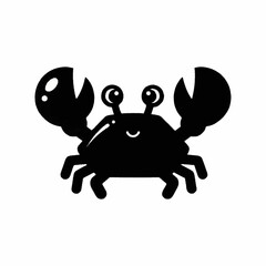 Cute cartoon crab with big claws and happy face.