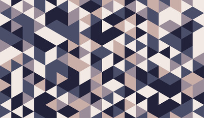 Modern geometric pattern with navy blue and beige triangles