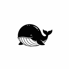 Cute Cartoon Whale Illustration with Minimalist Design.