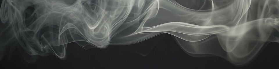 Illustration of smoke wafting gently across a dark background in wispy tendrils and curls