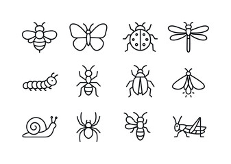 Garden Insects Icons. Garden Insects. Line icon set of Garden In