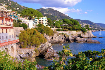 View of the Nervi Promenade, Genoa, Liguria, Italy