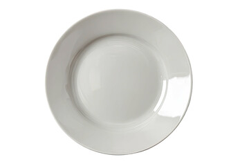 Empty, white, round plate with rim on black background