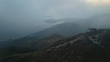 Obraz premium Sunset Peak is a famous trail in Hong Kong. The hike takes about 6 hours round trip.