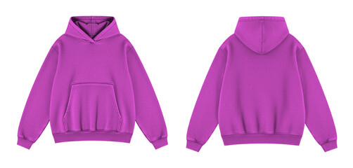 Blank Pink Oversized Hoodie Mockup Front and Back Views on Transparent © Drip