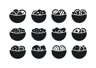 Vegetarian Pita Icons. Vegetarian pitas. Solid icon set of veget