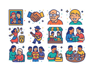 Vibrant Human Icons. Human stories. Colorful isometric vector ic