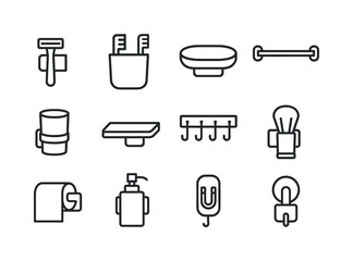 Wall Mounted Holders Icons. Wall Mounted Holders. Line icon set