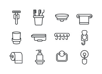 Wall Mounted Holders Icons. Wall Mounted Holders. Line icon set