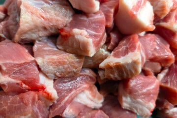 Raw Pork Chunks for Culinary Preparations in Kitchen Design and Cooking Projects