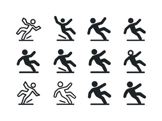 Worksite Safety Icons. Worksite Accidents. Icon set. Set Logo of