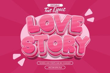 Love story editable text effect with 3d pink text style
