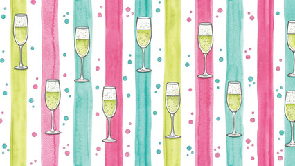 watercolor champagne bottles elegant festive pattern white vector background 