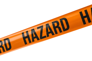 Orange hazard tape with the word HAZARD in capital letters . Isolated on transparent background, png