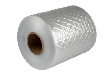 roll of transparent textured packaging film . Isolated on transparent background, png
