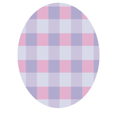 Cute plaid oval sticker icon, suitable for retro, cozy themes, or illustrating stylish, textured, and colorful decorative designs.