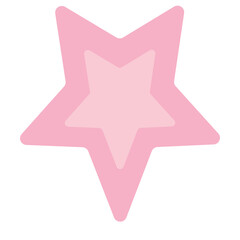 Cute pink layered star sticker icon, ideal for magical, playful themes, or illustrating sparkling, cheerful, and whimsical decorative elements.
