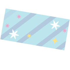 Cute blue star-dotted ribbon sticker icon, perfect for magical, celebratory themes, or illustrating sparkling, playful, and whimsical decorative designs.