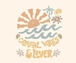 Coastal vibes and love. Sunshine paradise graphic print design. Enjoy beach life. Surf club design. Beach good vibes. Beach modern abstract art. Enjoy beach life.