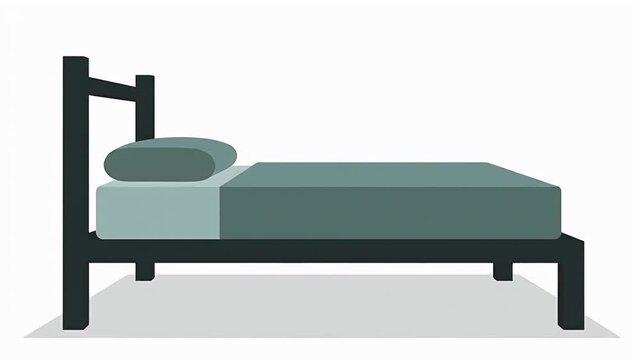 Minimalist bed furniture graphic isolated on white background for home and sleep concepts