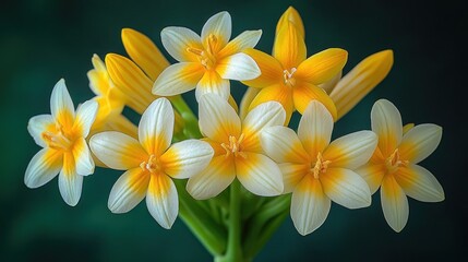 Fototapeta premium Close-up of a cluster of yellow and white flowers