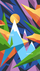 Abstract Wallpaper With Dynamic Shapes Of Mountains