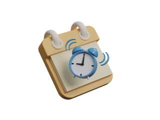 Calendar icon isolated on transparent background. Containing icon of date, schedule, month, week, appointment, notification, agenda, organization and event. Time management. Business plan. 3d render