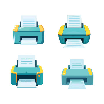 Colorful desktop printer vector icon for office printing scanning and document workflow concept