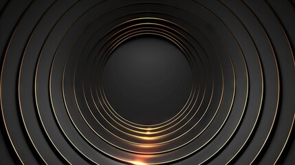 Obraz premium High-End Black and Gold Concentric Rings, Minimal Abstract Art