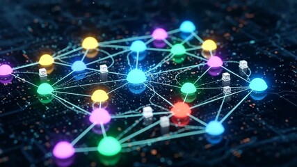 Colorful network connections on a digital background - Powered by Adobe