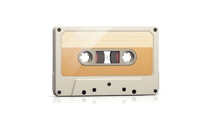 Obraz premium Vintage audio cassette tape record isolated on white background with magnetic media for retro sound and music