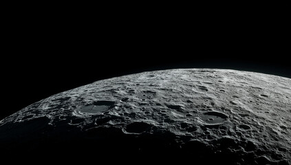 Large Full Moon Rising over Dark Horizon in Deep Twilight Sky