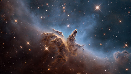 Majestic Deep Space Nebula with Star Clusters and Dust Clouds