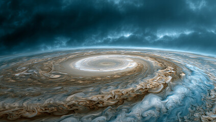 Swirling Gas Giant Planet Surface with Storm Clouds Texture