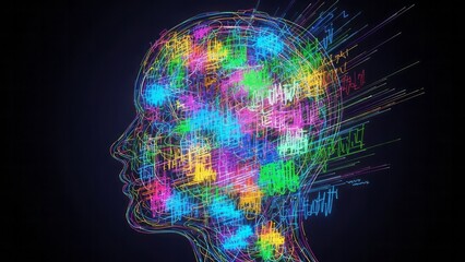 Obraz premium Colorful Abstract Brain Illustration Creativity Thought Neon. Concept featuring abstract, brain, colorful, creativity, thought.