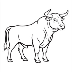 vector illustration of a bull line art