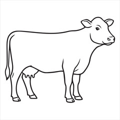 vector illustration of a cow line art