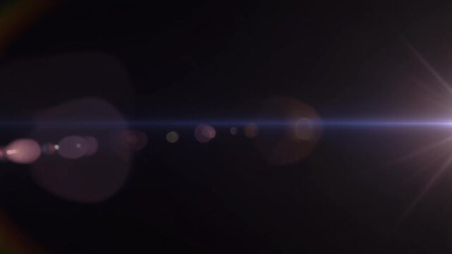 上品でシネマティックな暗色ライトフレア背景のビデオ動画、光が横に動く映像、生成AI