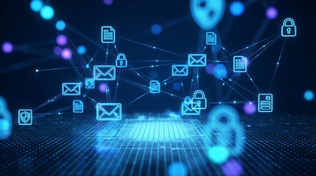 Secure digital communication network with encrypted emails and documents - Powered by Adobe