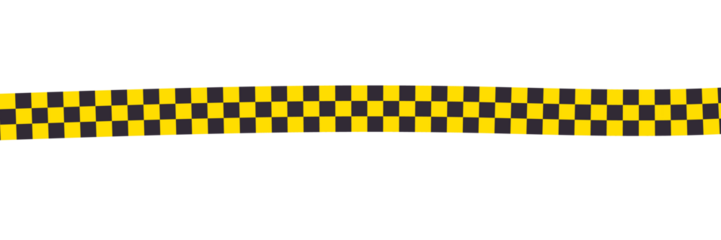Caution tape with yellow and black checkered pattern isolated on transparent background