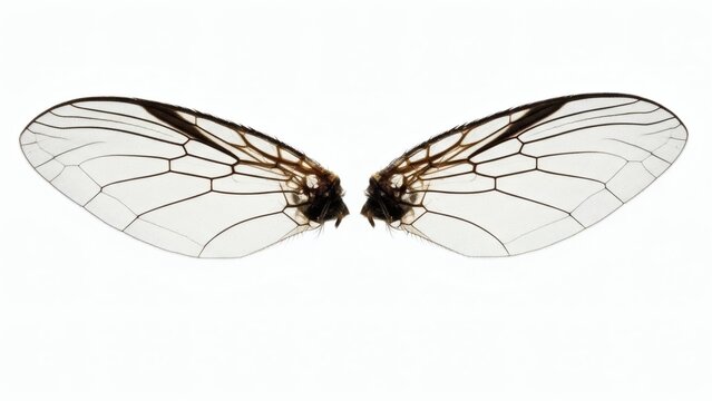 Delicate Wings Insect Wings Isolated on White Backdrop.